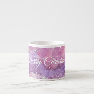 Xícara De Espresso Natal Mágico com Brilho e Aquarela Rosa