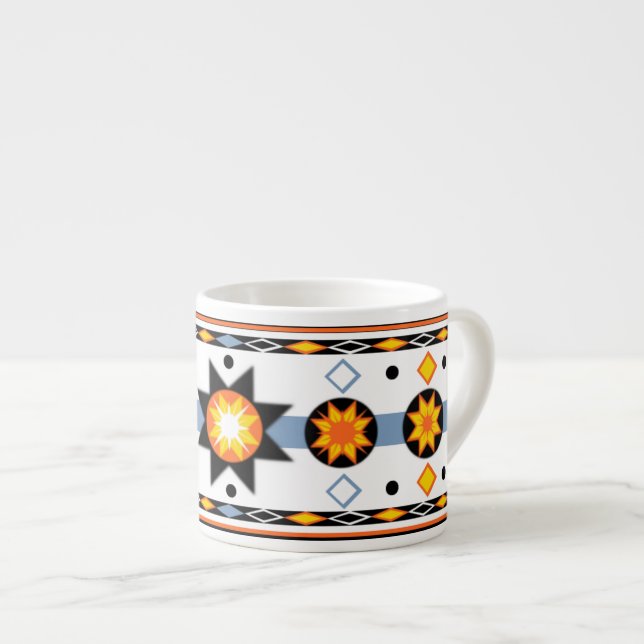Xícara De Espresso Native American Sun Pattern Specialty Mug (Frente Esquerda)