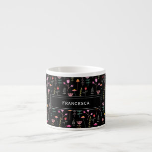 Xícara De Espresso Neon Wildflower, monograma personalizado
