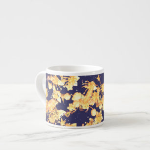 Xícara De Espresso noite de hydrangea e ouro