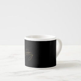 Xícara De Espresso Nome de Script Dourado Minimalista e Elegante Pret