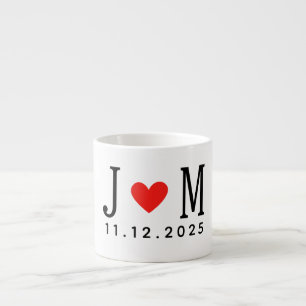 Xícara De Espresso Nome do Casal de casamento personalizado Data Red 