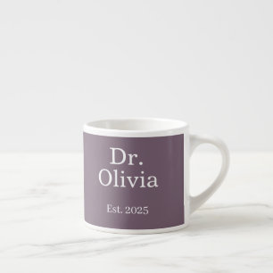 Xícara De Espresso Nome do Dr. Personalizado Moderno Com Data Violeta