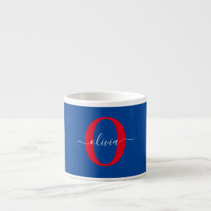 Xícara De Espresso Nome do Script Monograma Personalizado Vermelho Br