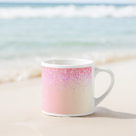 Xícara De Espresso Nome Monograma em Metal Brilho Pastel Arco-Íris Fe