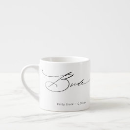 Xícara De Espresso Nome Personalizado de Casamento de Script Elegante