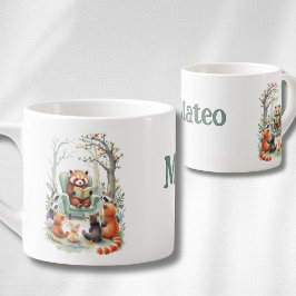 Xícara De Espresso Nome Personalizado do Bebê Animal Fofo