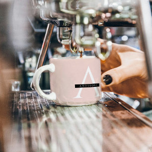 Xícara De Espresso Nome Personalizado Mínimo do Pink do Pastel