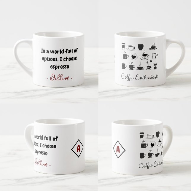 Xícara De Espresso Nome personalizado Pequena Taça Espresso | Coffee  (Quote coffee mugs
)
