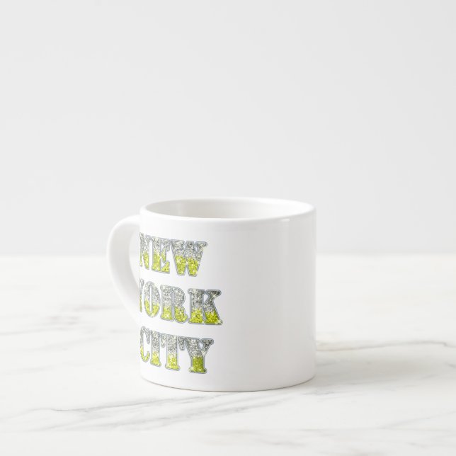 Xícara De Espresso Nova Iorque Silver Dourados Brilhos (Frente Esquerda)