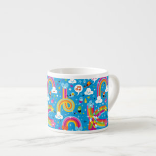 Xícara De Espresso nubla-se o teste padrão dos corações das gotas da