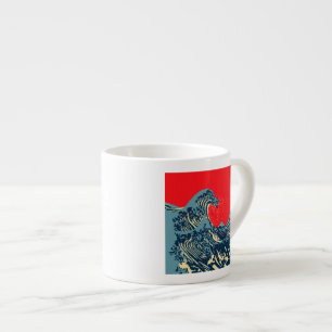 Xícara De Espresso O Excelente Hokusai Wave em Estilo de Arte Esperan