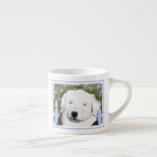 Xícara De Espresso Old English Sheepdog Puppy Painting - Dog Art