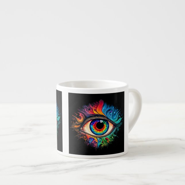 Xícara De Espresso Olhos Espresso Mug Psicodélicos (Frente Esquerda)