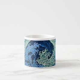 Xícara De Espresso Onda Feminina Hokusai Vintage Oceano