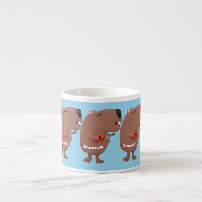 Xícara De Espresso Óptica desenho animado de capybara ukulele (Frente)