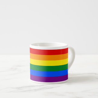 Xícara De Espresso Orgulho gay LGBT 6 - Bandeira Arco-íris com Faixa 