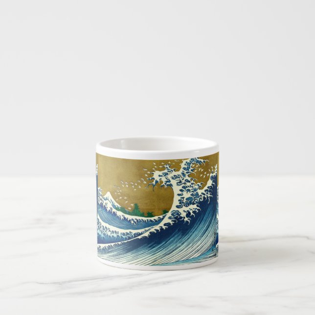 Xícara De Espresso Padrão da Grande Onda de Hokusai: Arte Japonesa Uk (Frente)