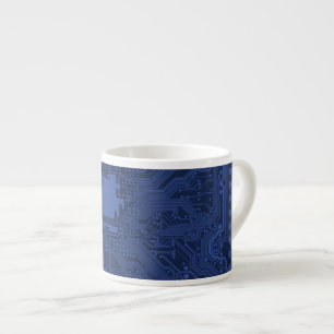 Xícara De Espresso Padrão da placa-mãe do Geek azul