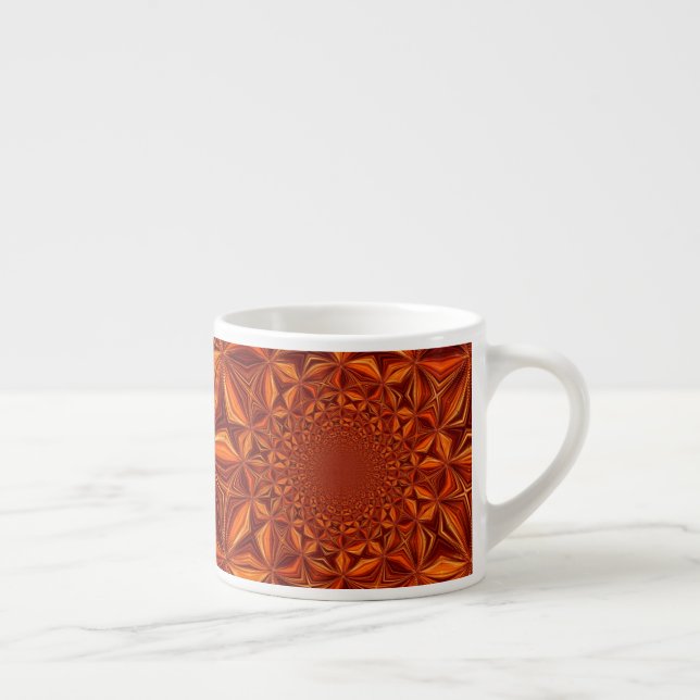 Xícara De Espresso Padrão de Arte Digital Kaleidoscópio Vermelho-6754 (Direita)