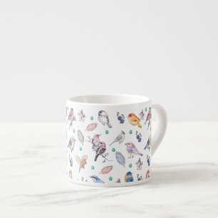 Xícara De Espresso Padrão de Aves de primavera