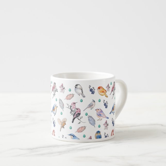 Xícara De Espresso Padrão de Aves de primavera (Frente Esquerda)