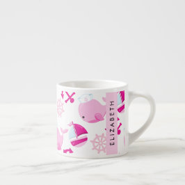 Xícara De Espresso Padrão De Baleias, Baleias Rosa, Seu Nome