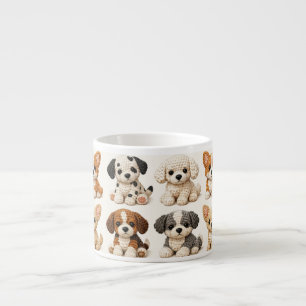 Xícara De Espresso Padrão de Cachorrinhos Adoráveis Tricotados