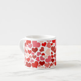 Xícara De Espresso Padrão De Corações, Corações Vermelhos, Amor