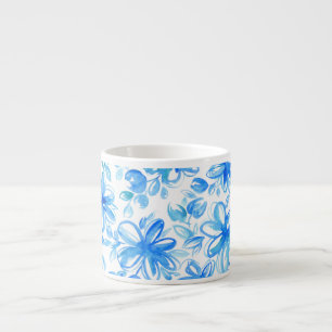 Xícara De Espresso Padrão De Cuta De Chintz Floral De Aquarela