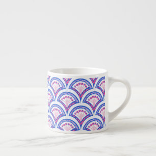 Xícara De Espresso padrão de damasco floral azul