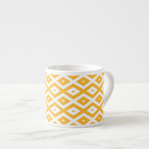Xícara De Espresso Padrão de diamante amarelo sunny e branco