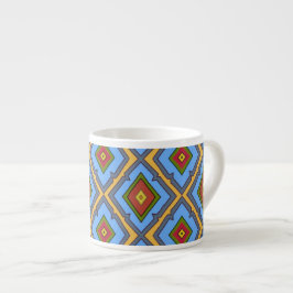 Xícara De Espresso Padrão de Diamante Azul Vermelho Amarelo Verde 