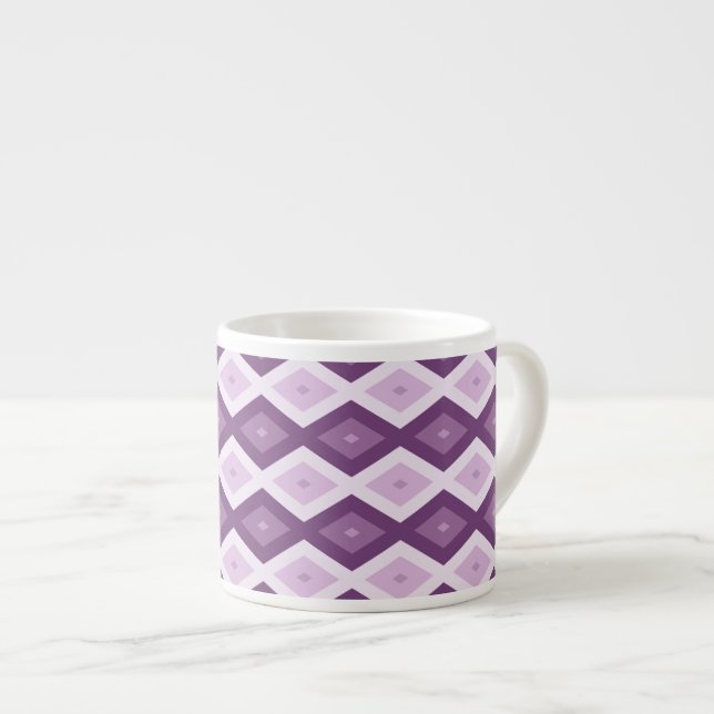 Xícara De Espresso Padrão de diamante roxo (Frente Esquerda)