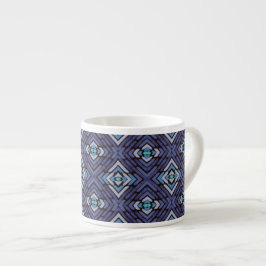 Xícara De Espresso Padrão de Diamante Sudoeste Cinza Azul