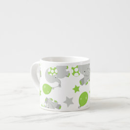 Xícara De Espresso Padrão De Elefantes, Elefantes Bonitos - Cinzas Ve