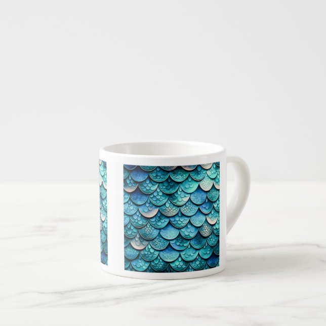 Xícara De Espresso Padrão De Escala De Peixes Espresso Mug (Frente Esquerda)