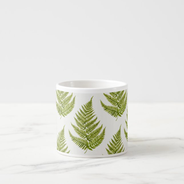Xícara De Espresso Padrão de Fern de Aquarela (Frente)