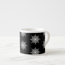 Xícara De Espresso Padrão de Floco de Neve da Clef do Árvore Preta e