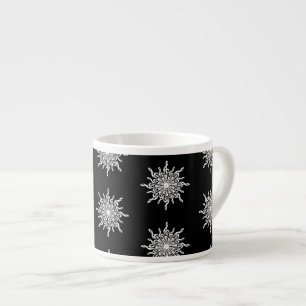 Xícara De Espresso Padrão de Floco de Neve da Clef do Árvore Preta e