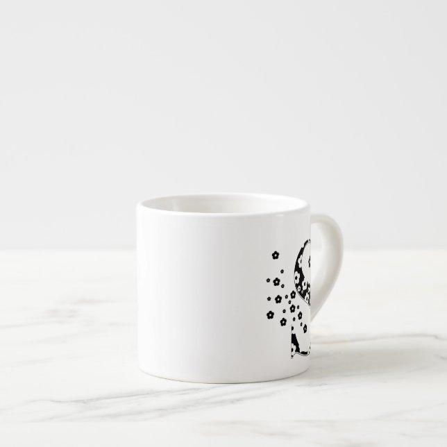 Xícara De Espresso Padrão de Flor Letra S (Frente Esquerda)
