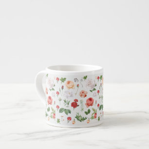 Xícara De Espresso Padrão de Flor, Rosa