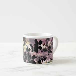 Xícara De Espresso Padrão de flores cor-de-rosa amarela arte digital