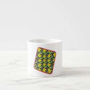 Xícara De Espresso Padrão de Flores de Valor Amarelo