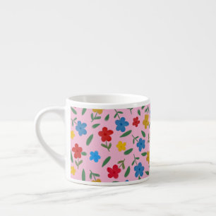 Xícara De Espresso PADRÃO DE FLORES na moda COLORIDAS