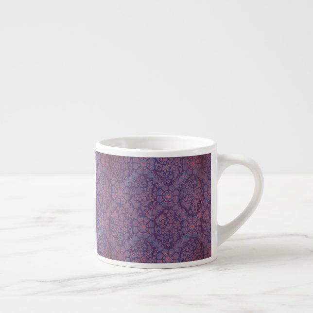 Xícara De Espresso Padrão de Flores Roxas (Direita)