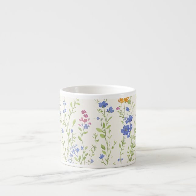 Xícara De Espresso Padrão de flores silvestres (Frente)