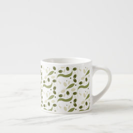 Xícara De Espresso Padrão de Folhas de Ramo de Oliveiras