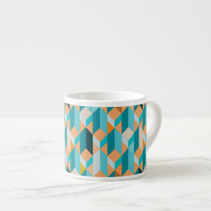 Xícara De Espresso Padrão De Formas De Teal E Laranja