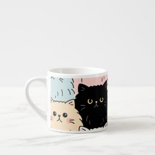 Xícara De Espresso Padrão de Gato Pastel Fofo   Gatinho Fofo Kawaii